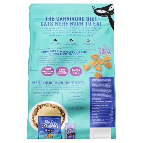 Tiki-cat protéines à 35% grâce au poulet, soutien nutritionnel de haute qualité.