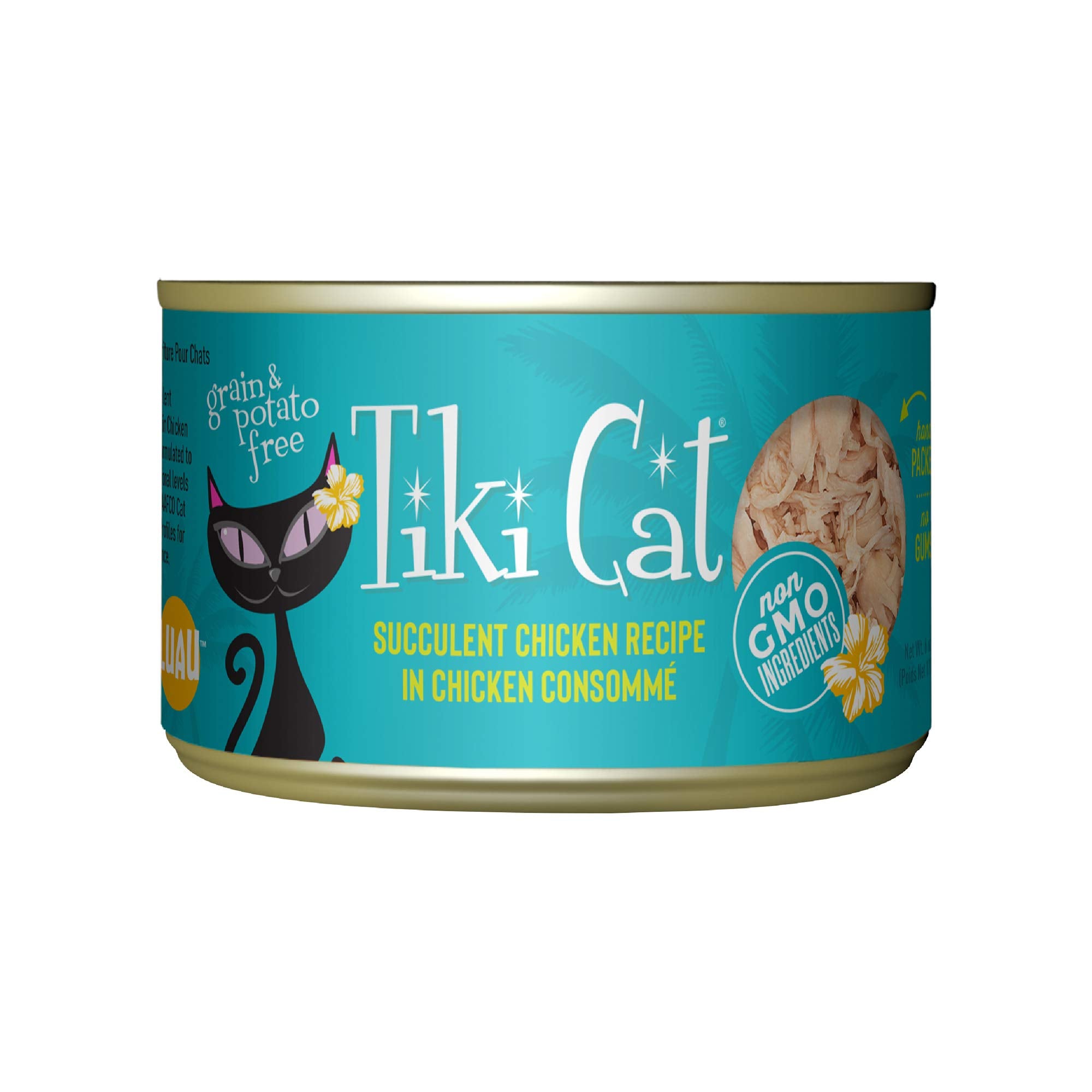 TIKI CAT Puka Puka Poulet – Boîte de 6 oz pour chats actifs, protéines élevées.