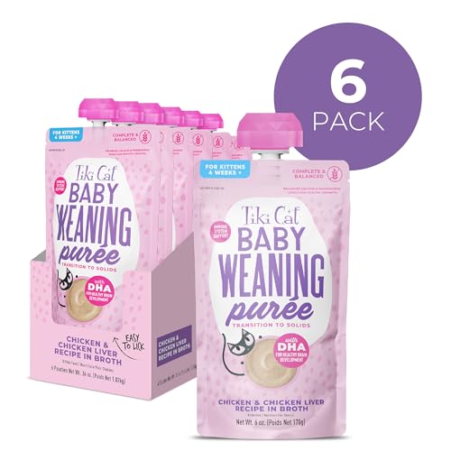 Tiki Cat Purée Bébé Chaton – sachet 6 oz, pratique pour les repas quotidiens.