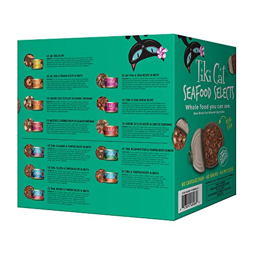 Tiki Cat Aloha Friends thon et crevettes — repas savoureux avec bouillon.</