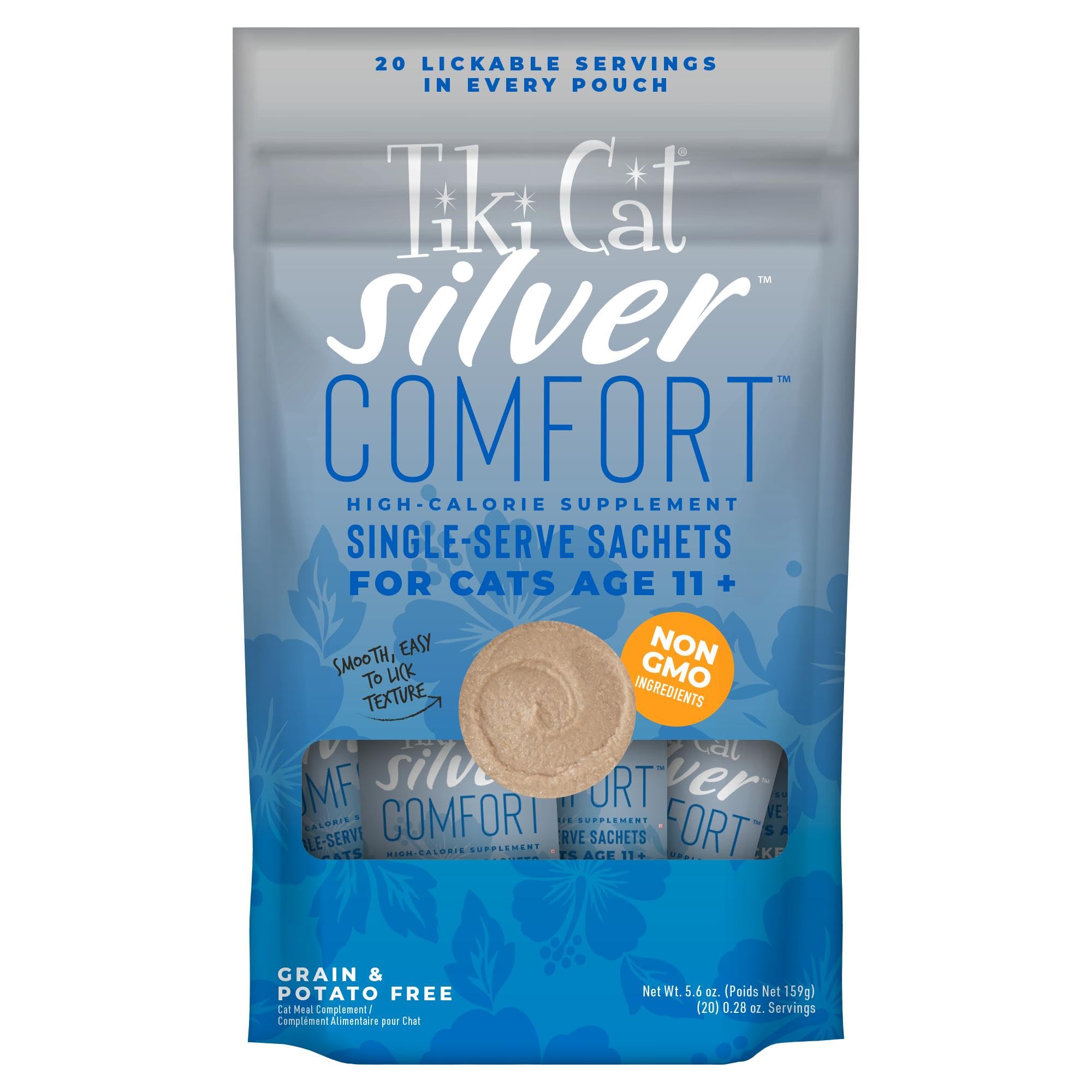 Tiki Cat Silver Comfort Mousse emballage, idéal pour l'alimentation des chats seniors
