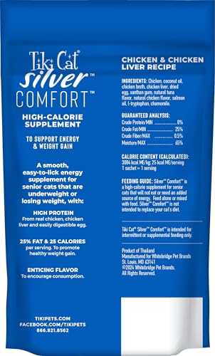 Tiki Cat Silver Comfort Mousse au poulet, goût savoureux pour chats seniors