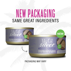 Tiki Cat Silver Comfort Mousse et Shreds: petits morceaux tendres de volaille.