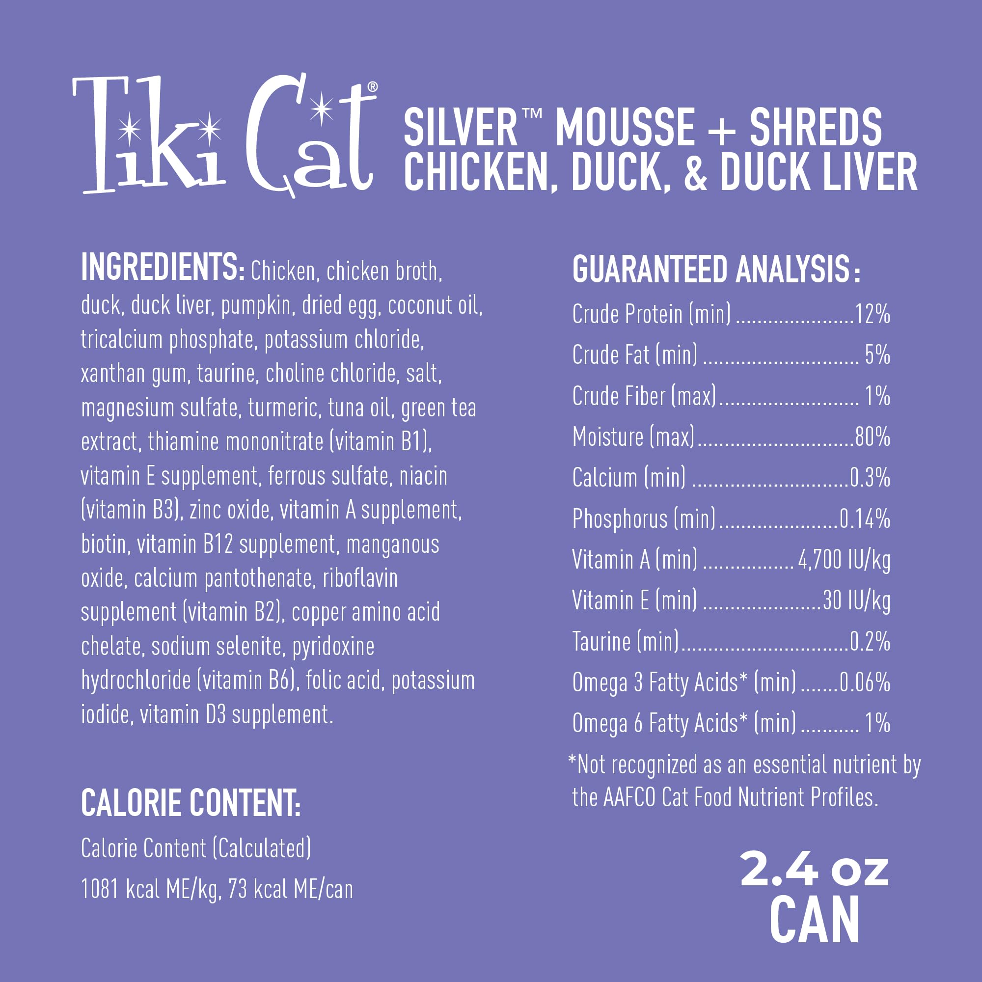 Tiki Cat Silver Comfort Mousse et Shreds: texture soyeuse pour chats âgés.
