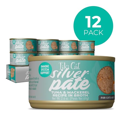 Texture crèmeuse de Tiki Cat Silver Pate adaptée aux chats âgés