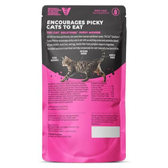 Mousse servie dans bol Tiki Cat Solutions, texture onctueuse facilite les repas.