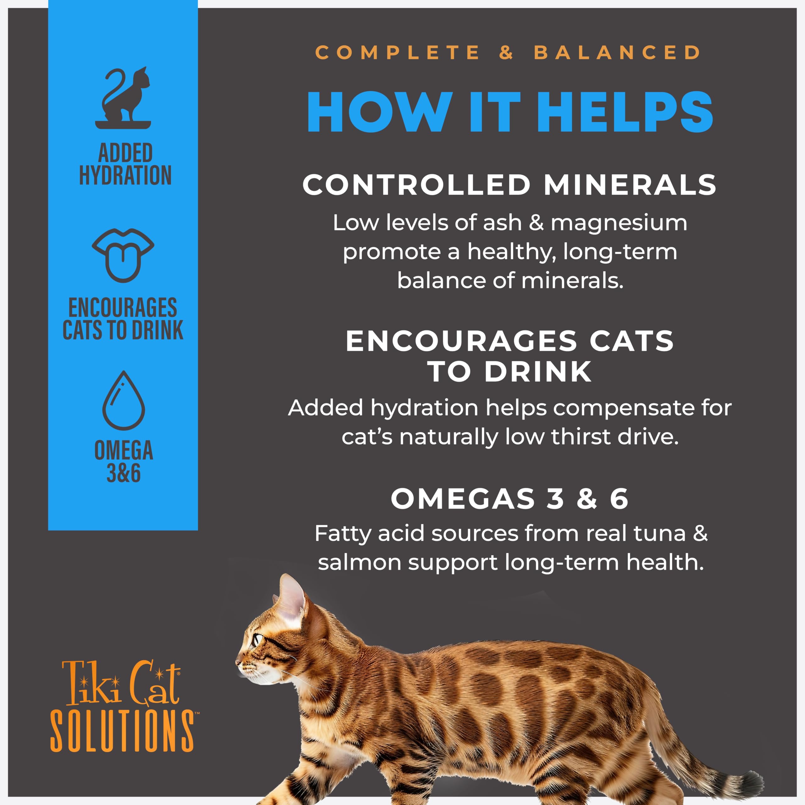 Tiki Cat Solutions Mineral Balance Mousse, faible cendre et magnésium.