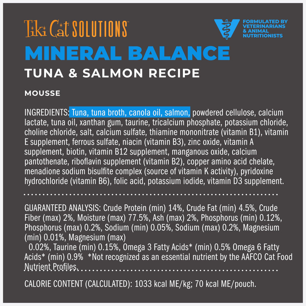 Tiki Cat Solutions Mineral Balance Mousse, hydratation accrue pendant les repas.