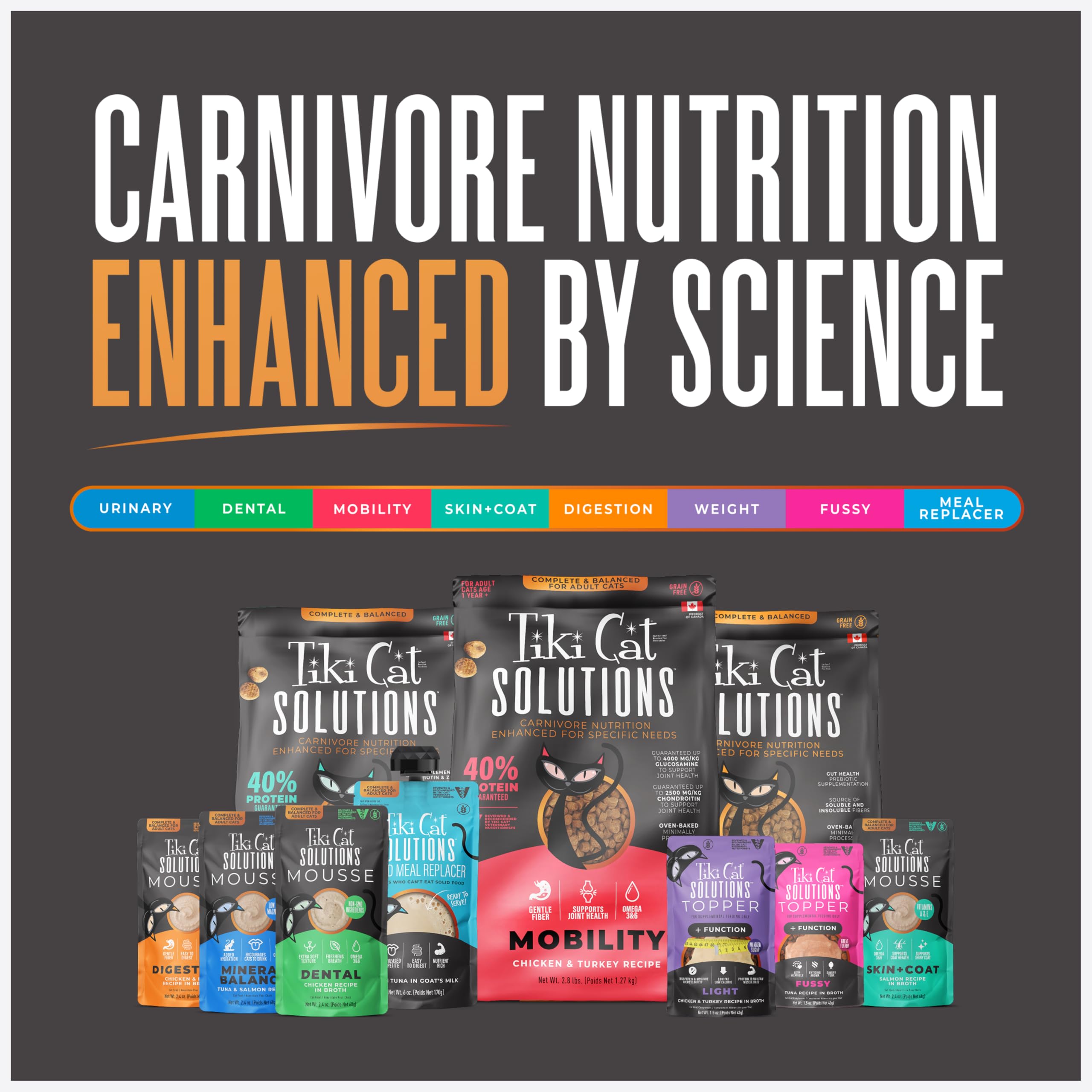 Tiki Cat Solutions Mineral Balance Mousse, sachet pratique pour repas quotidiens.