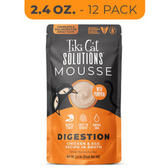 Tiki Cat Solutions Mousse Digestion Poulet-Oeuf, ingredients proteiques de haute qualite.
