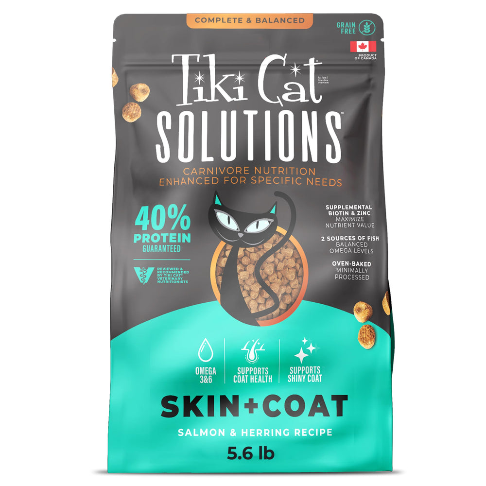 Tiki Cat Solutions Skin & Coat emballage pratique et facile à ranger.