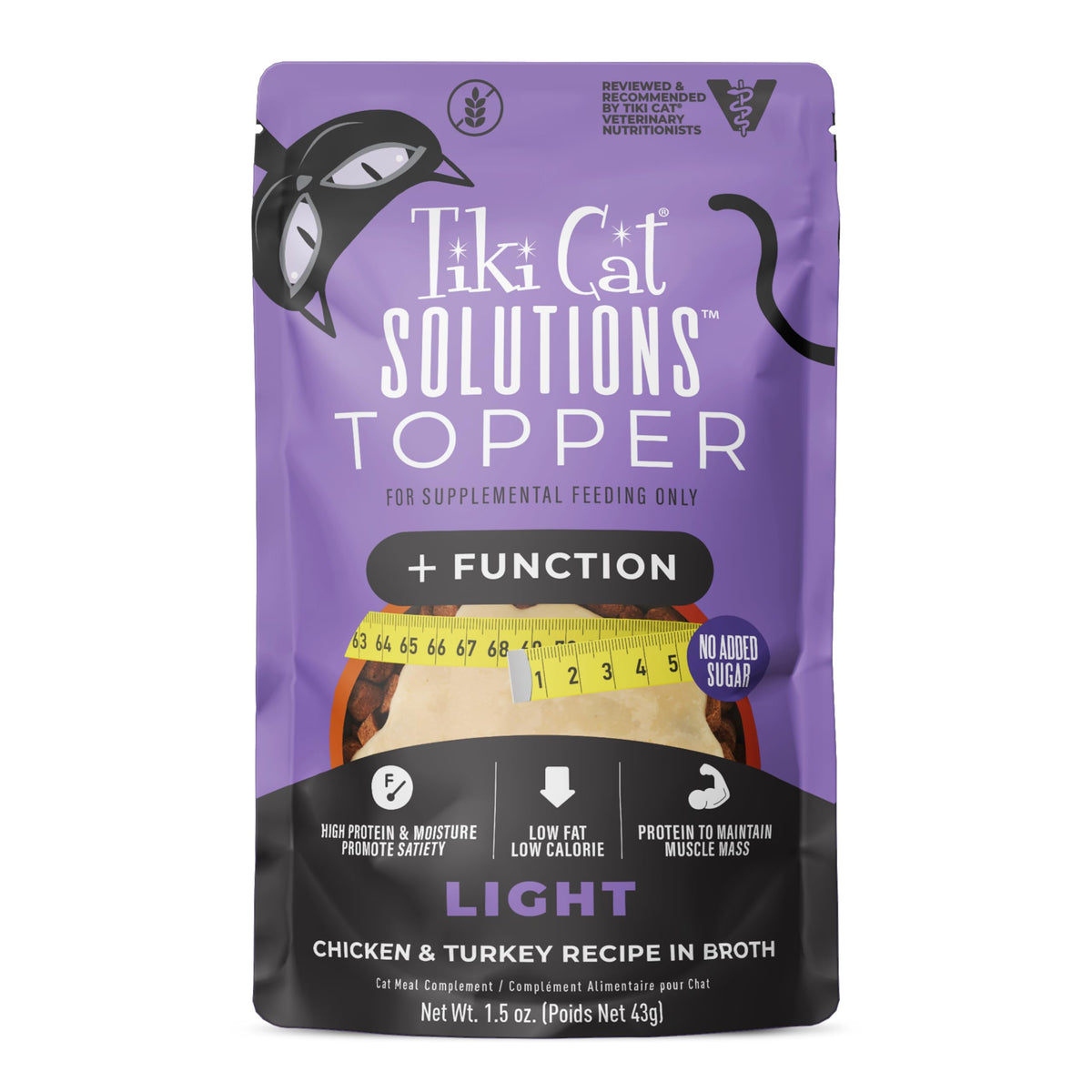 Topper Tiki Cat Solutions Léger poulet et dinde en bouillon, soutient la satiété.