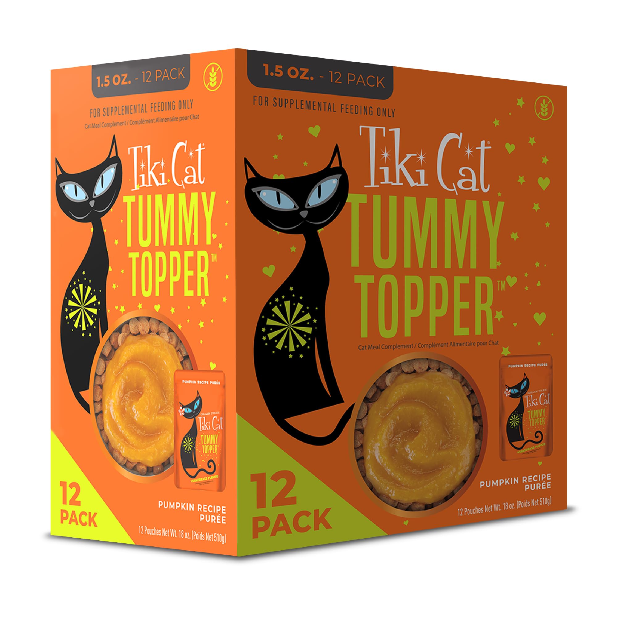 Tiki Cat Solutions Topper – sachet citrouille-bouillon, texture riche prête à servir.