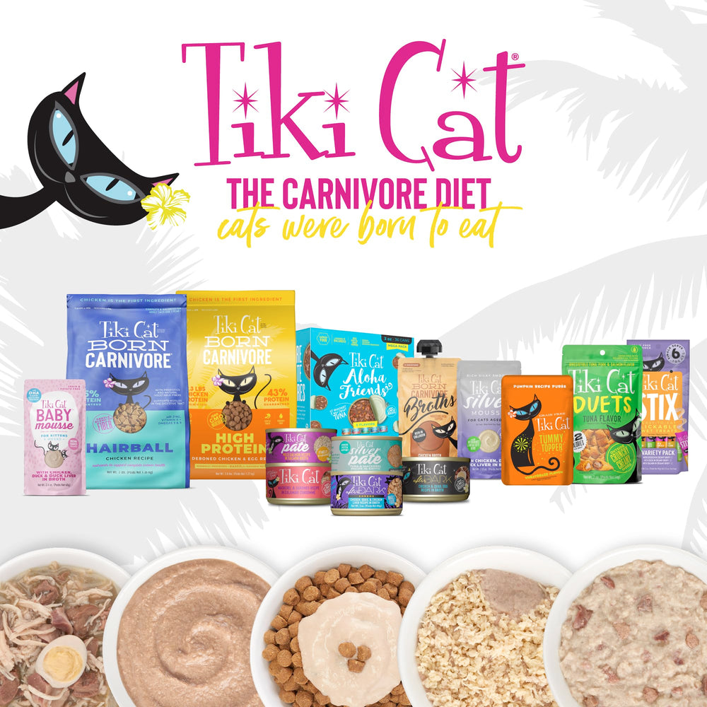 Tiki Cat Born Carnivore: soutien à la motilité digestive grâce à une alimentation complète.