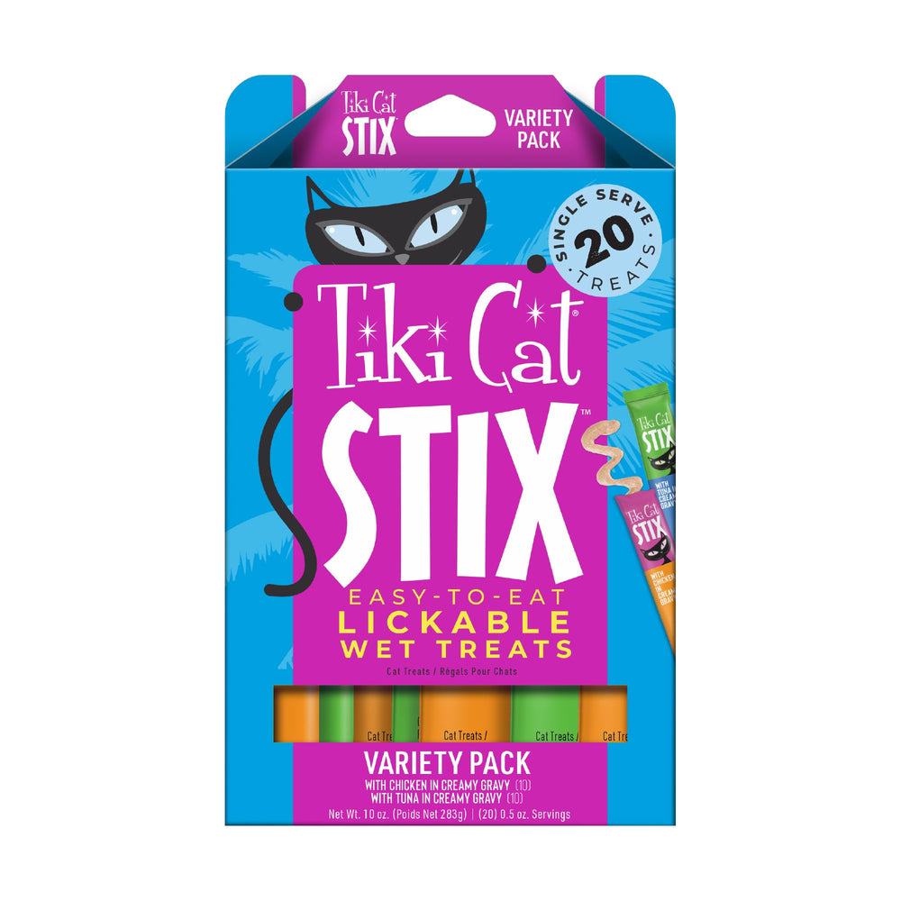 Friandise Tiki Cat Stix emballage pratique prête à transporter.