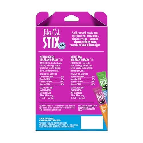 Portions individuelles Tiki Cat Stix pour contrôle des quantités.