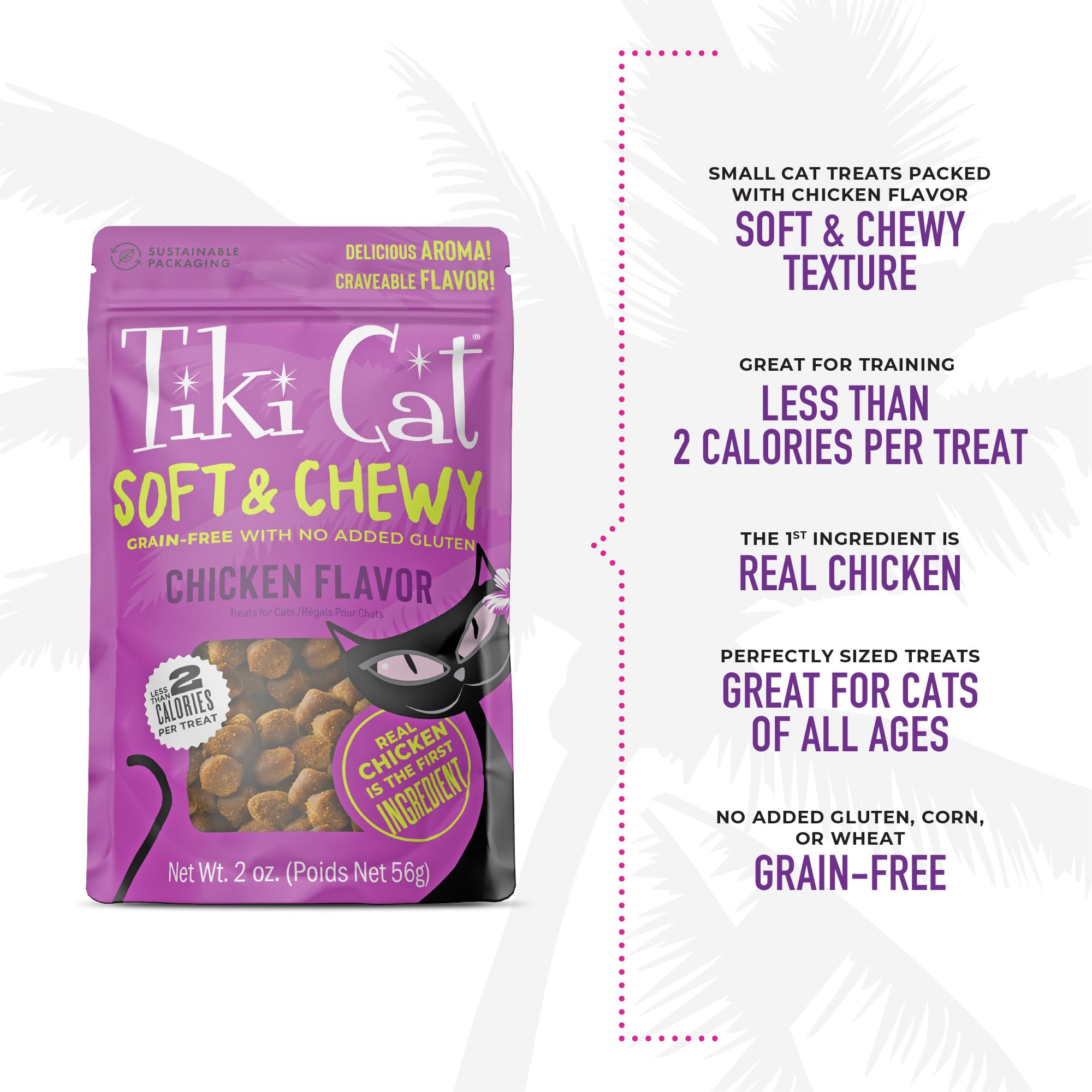 Friandises Tiki Cat Petites Boulettes Poulet: portions pratiques en sachet.