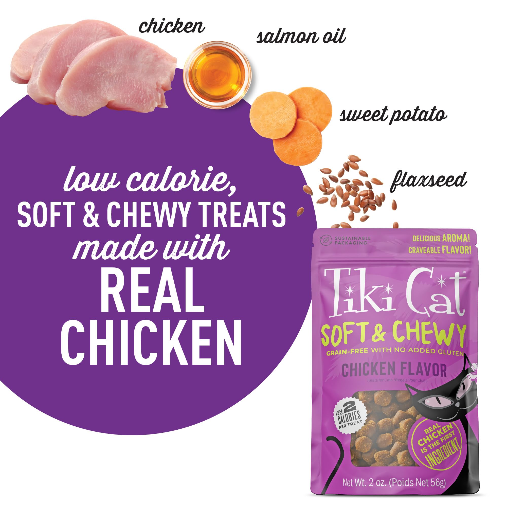 Friandises Tiki Cat Sans Gluten: sans gluten et sans céréales.