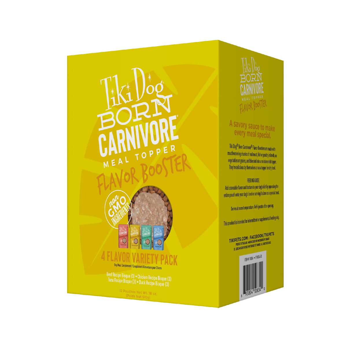 Pack varié Tiki Dog Born Carnivore Bisque pour enrichir les repas.