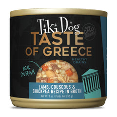 Tiki Dog Taste of the World Greece – agneau et couscous, repas humide riche en protéines pour chiens.