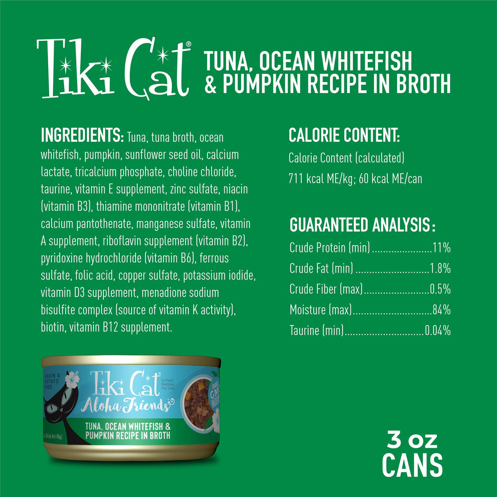 Chat et boîte Tiki Cat Aloha Friends sans céréales, alimentation complète