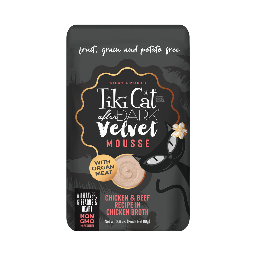 Tiki Cat After Dark Velvet Mousse texture veloutée au poulet et boeuf pour chats gourmets