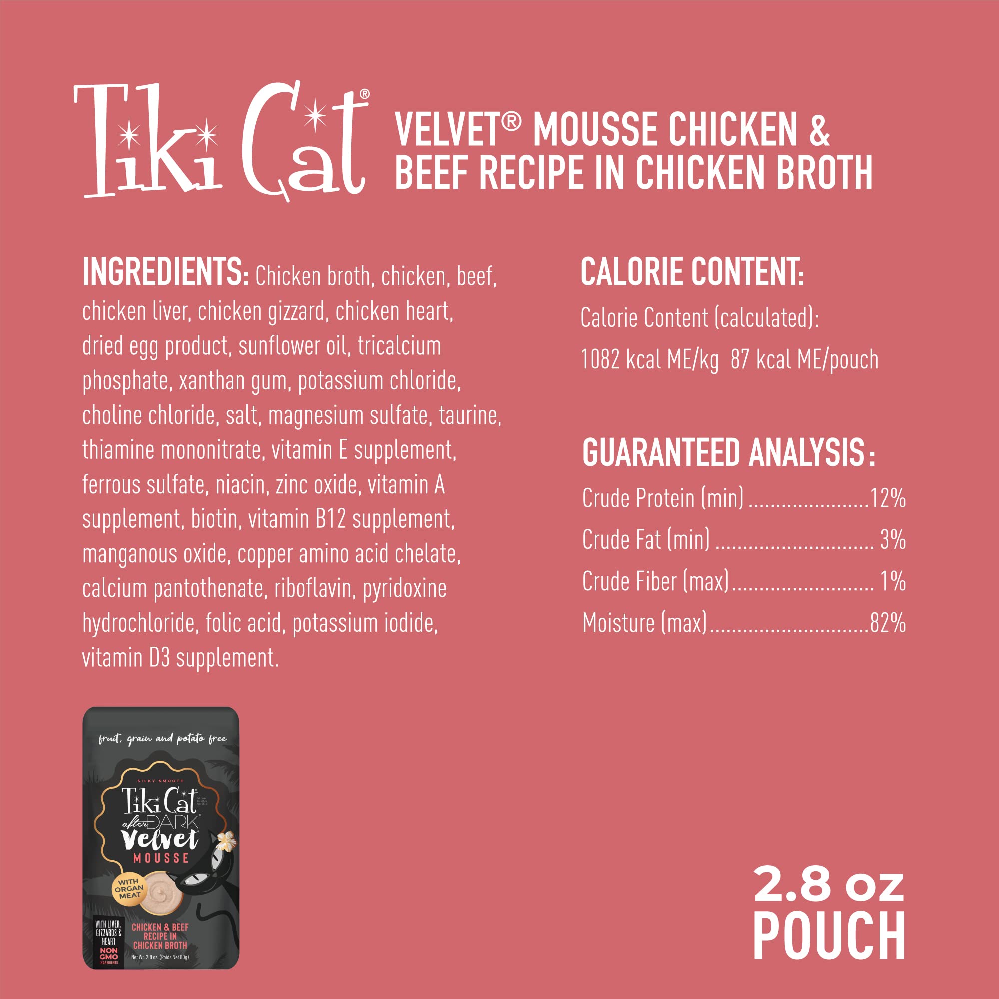 Tiki Cat After Dark Velvet Mousse sans céréales ni pomme de terre formule légère