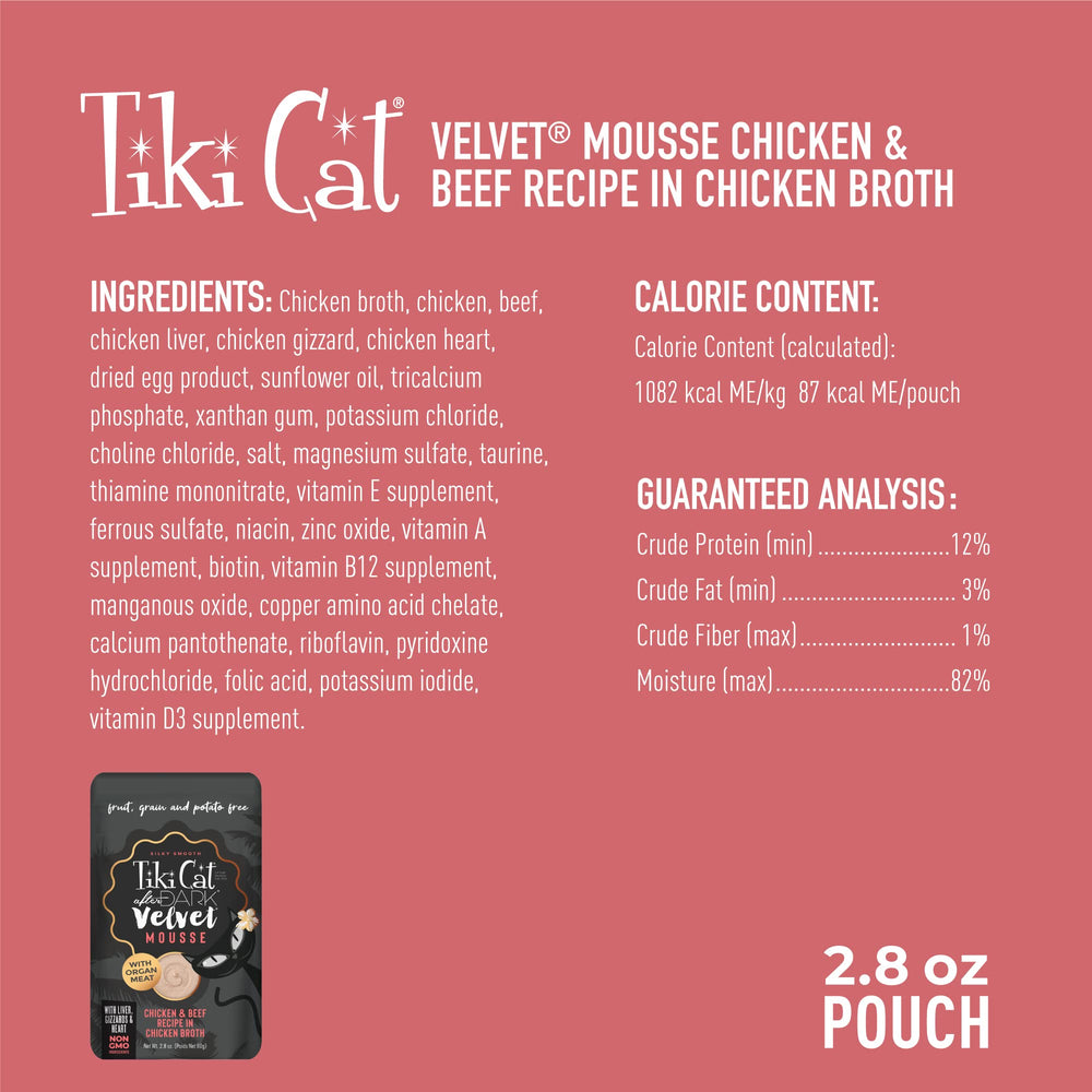 Tiki Cat After Dark Velvet Mousse sans céréales ni pomme de terre formule légère