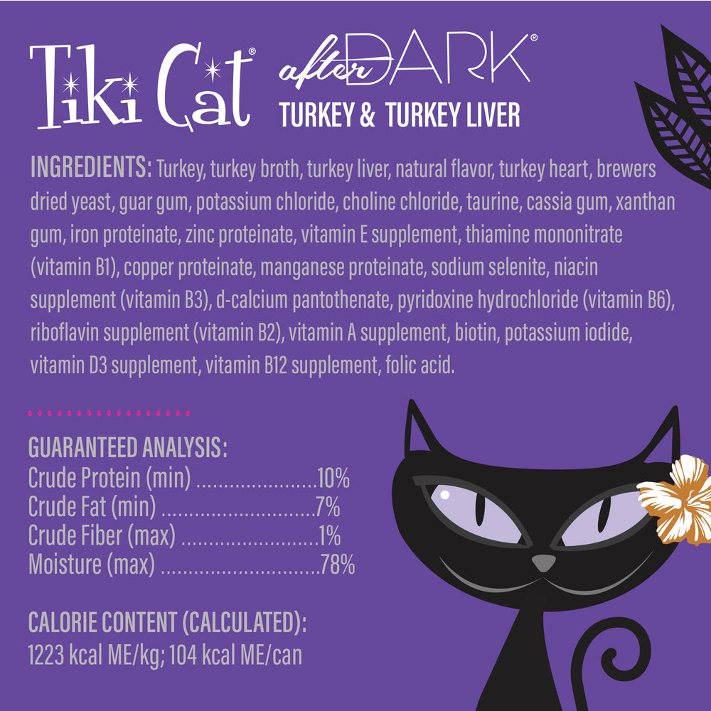 TIKI PETS Après Nuit Pâté Dinde et Foie: protéines et organes essentiels pour chats adultes.
