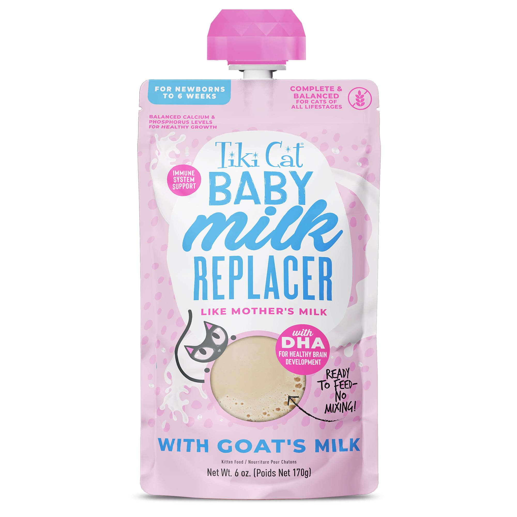 Tiki Pets Tiki Cat Baby Milk Replacer bouteille en lait de chèvre pour chatons actifs
