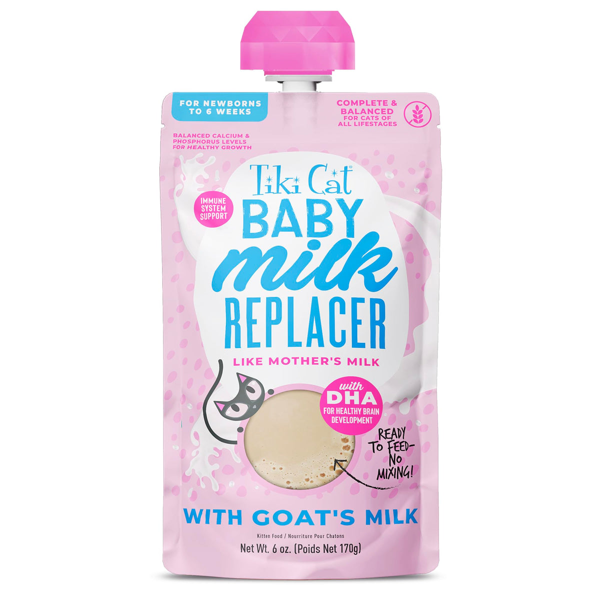 Tiki Pets Tiki Cat Baby Milk Replacer bouteille en lait de chèvre pour chatons actifs