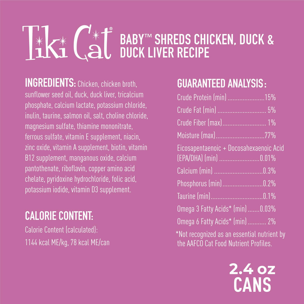 Poulet réel premier ingrédient dans la recette TIKI PETS Baby