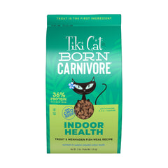 Emballage TIKI PETS croquettes Tiki Cat pour chats d’intérieur, pratique et attractif.