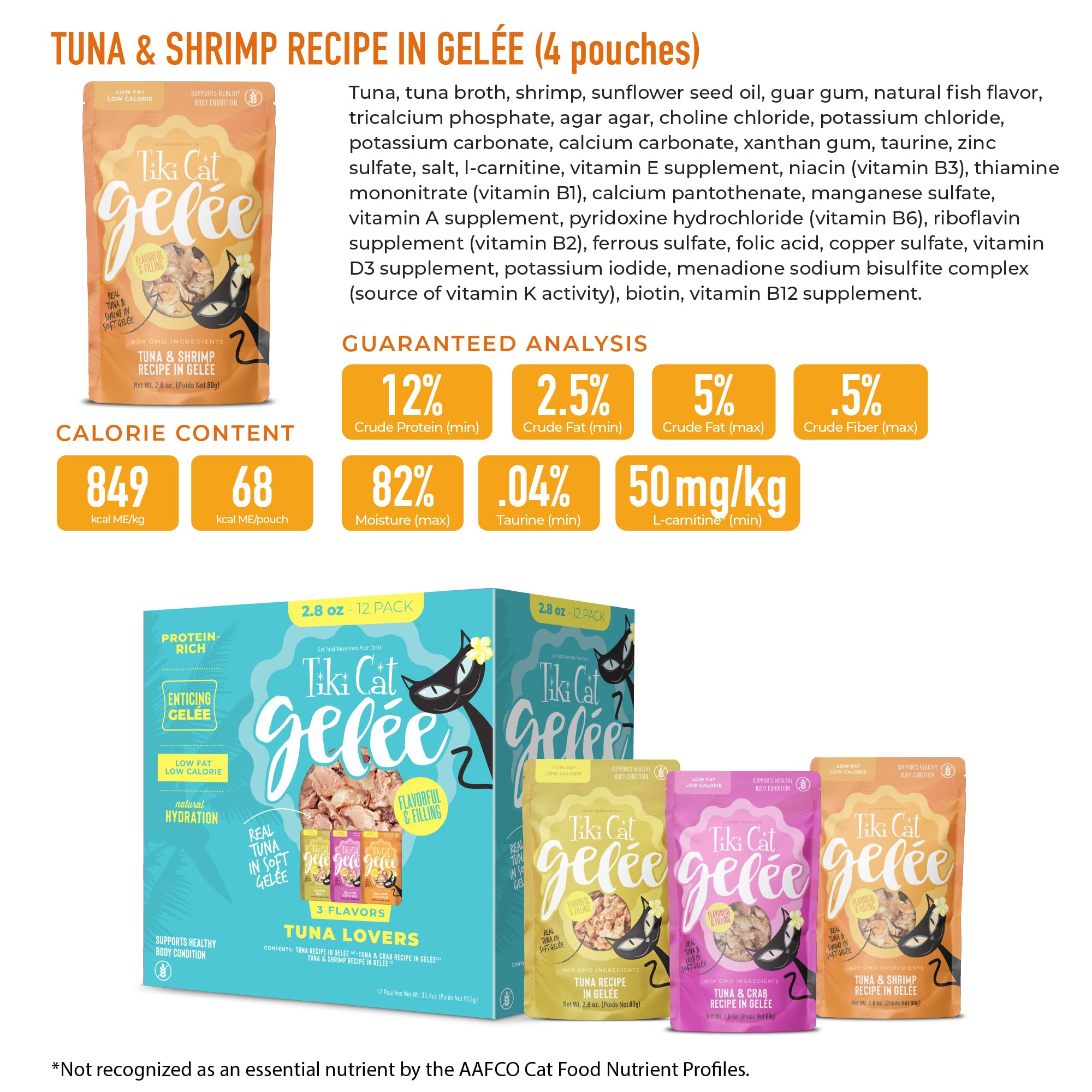 Tiki Pets Gelee dégustation : variété de fruits de mer pour chats curieux.