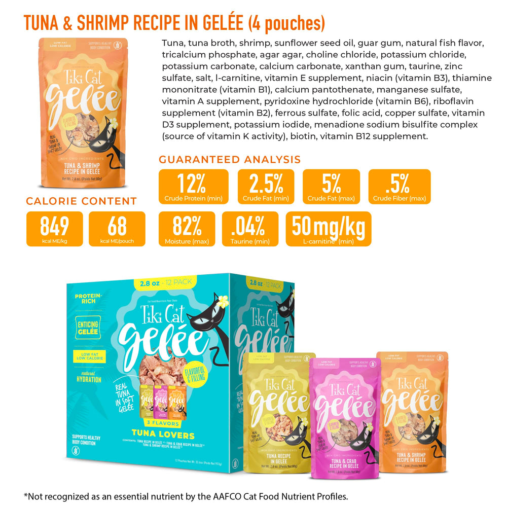 Tiki Pets Gelee dégustation : variété de fruits de mer pour chats curieux.