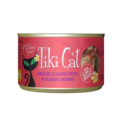 Tiki Cat Grill Maquereau et Sardines, ouverture de boîte, repas humide nourrissant pour chat.