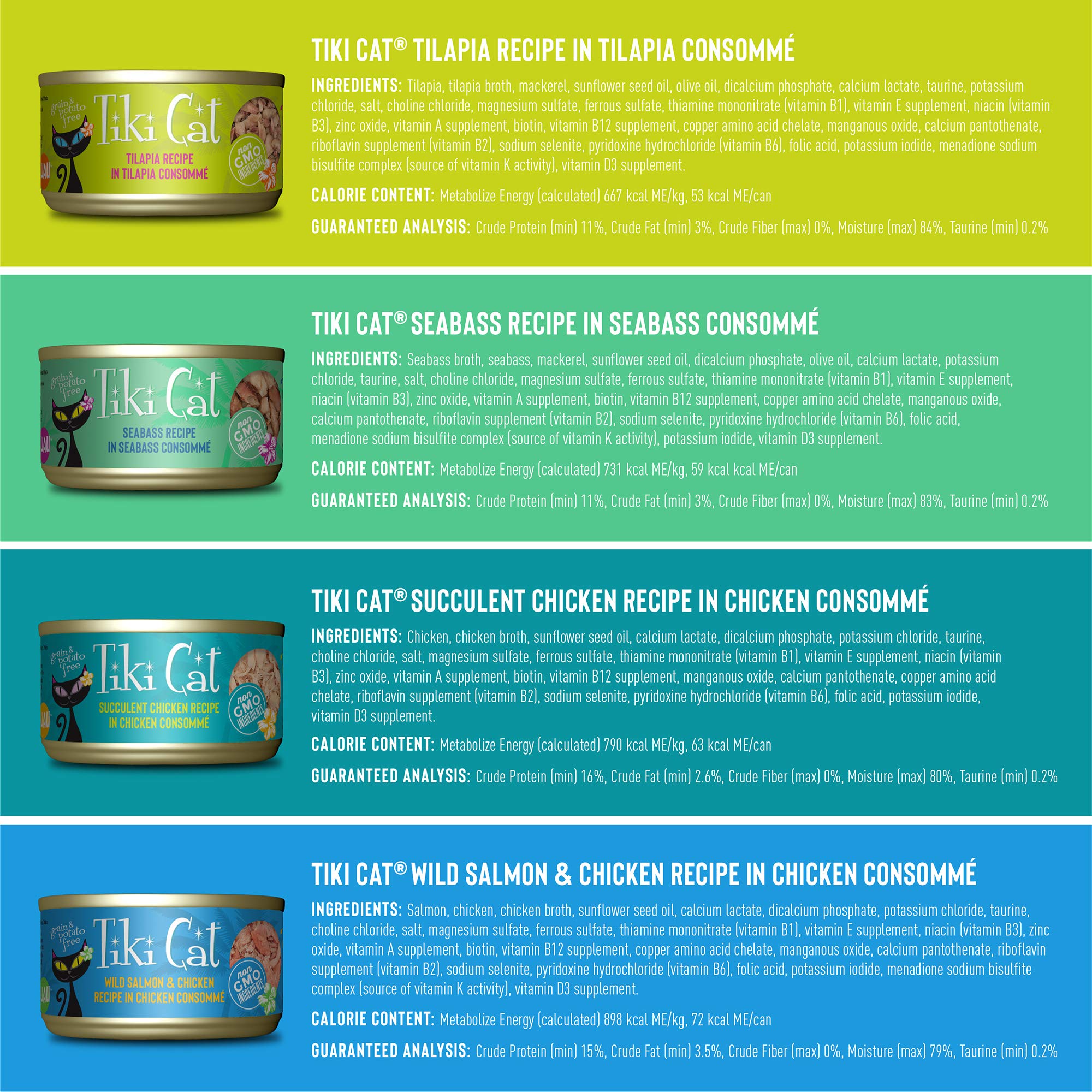 Tiki Cat Luau consommé riche sans cereales, option naturelle