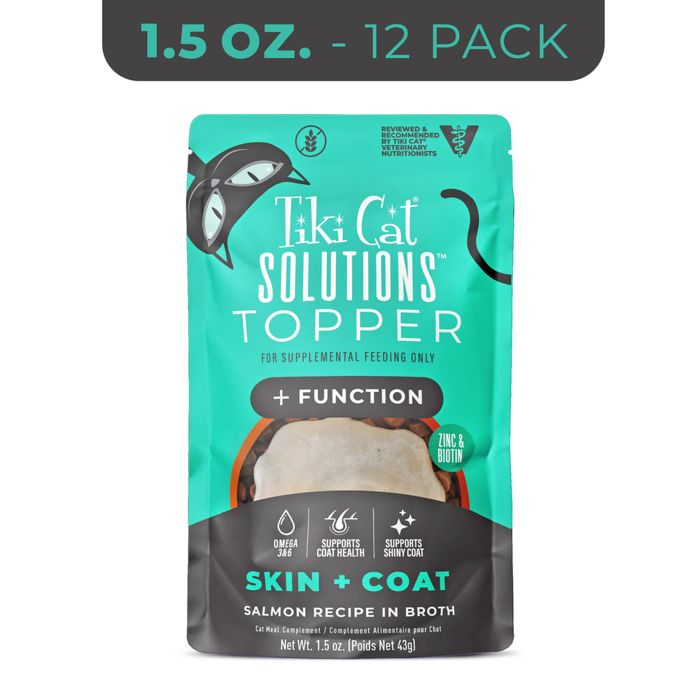 Tiki Cat Solutions saumon oméga3 et oméga6 pour pelage brillant.