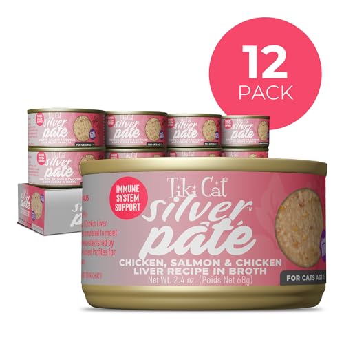 Boîte Tiki Pets Silver ouverte, pâté facile à servir pour chat âgé