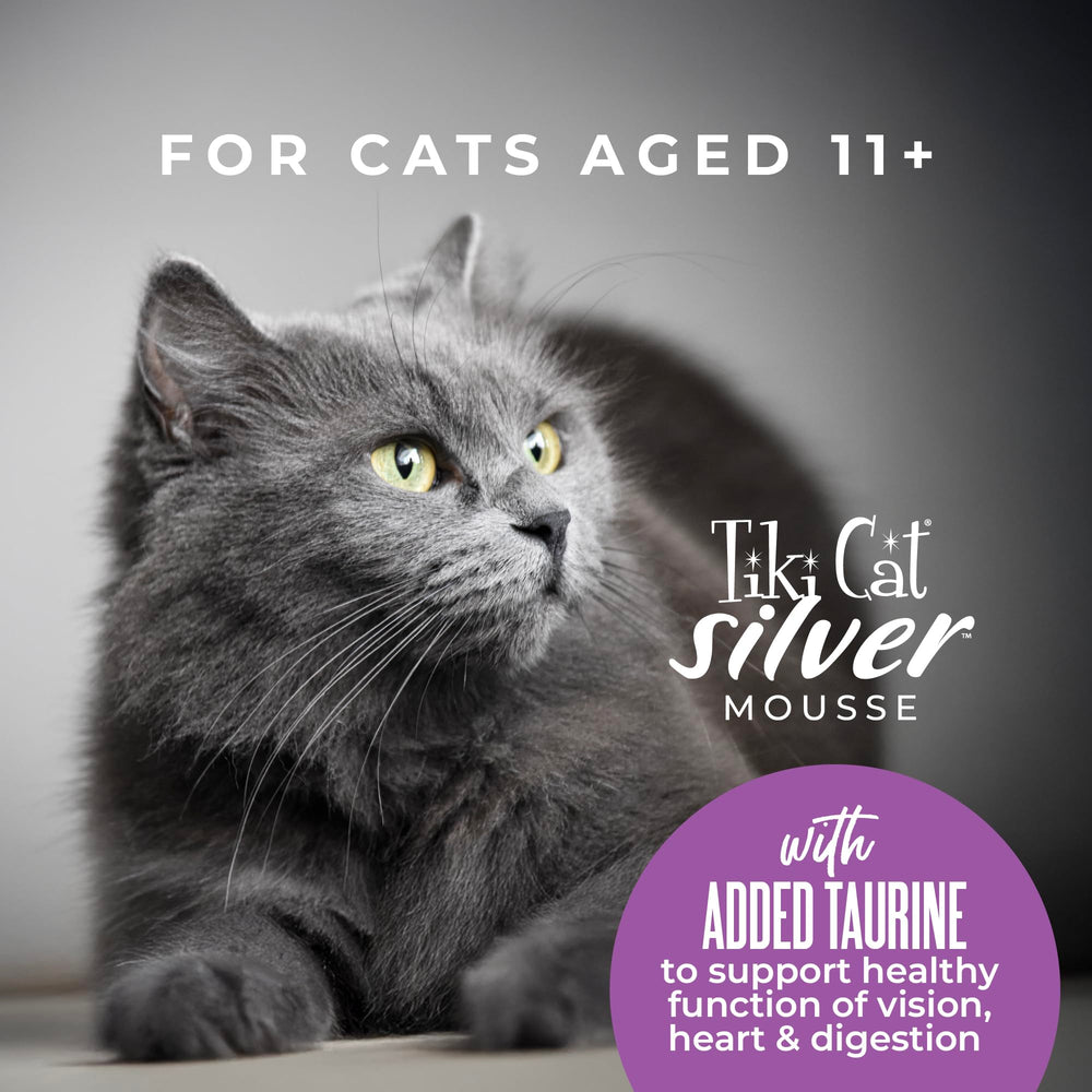 Tiki Cat Silver Mousse avec fibre de potiron pour la digestion.