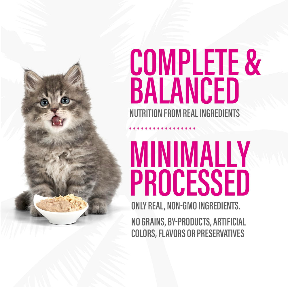 Ingrédients poulet et foie dans Tiki Cat Baby Pate Chaton, goût savoureux.