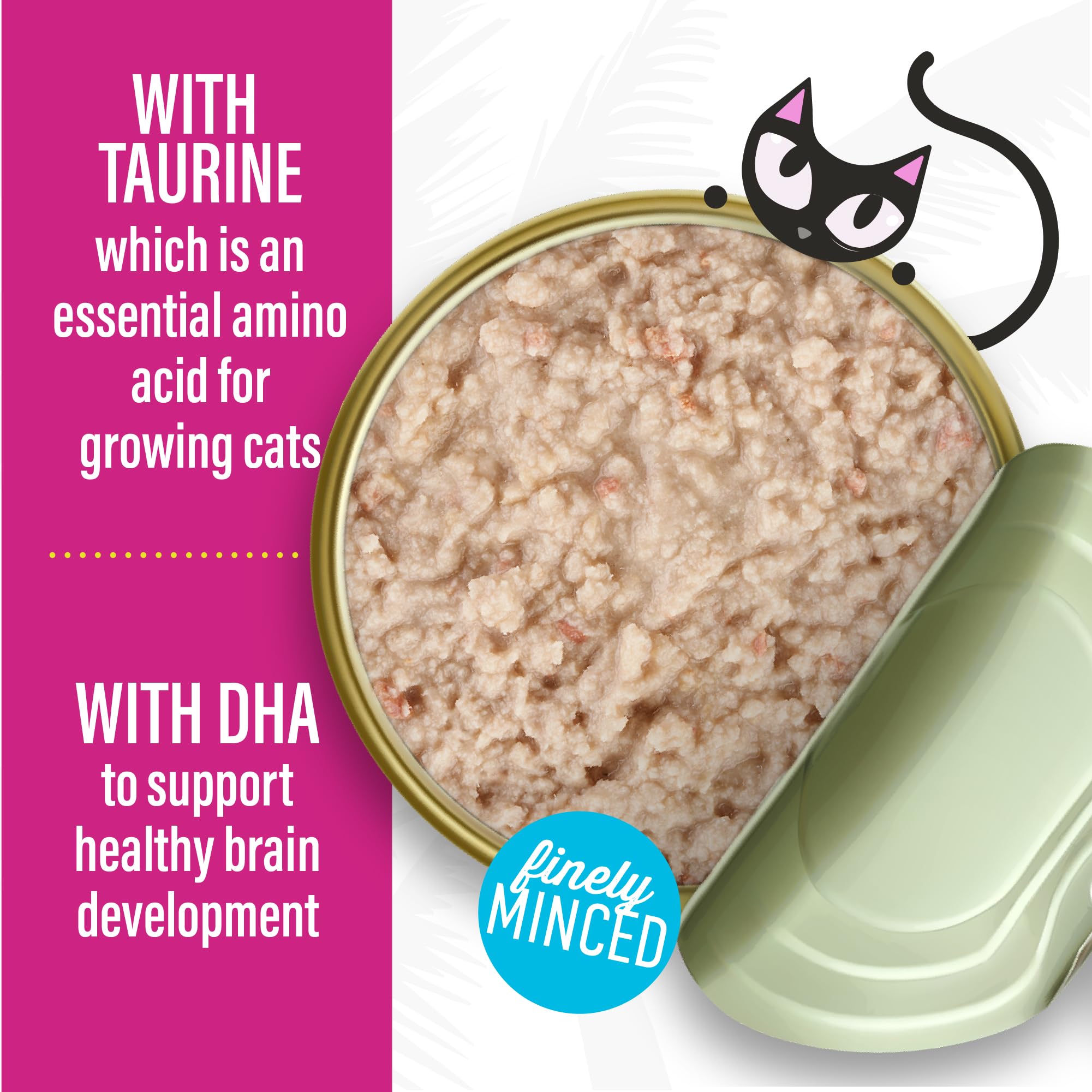Texture veloutée de Tiki Cat Baby Pâté facilitant l’alimentation des chatons.
