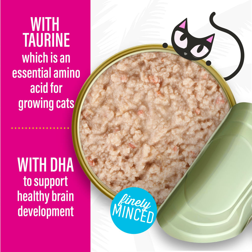 Texture veloutée de Tiki Cat Baby Pâté facilitant l’alimentation des chatons.