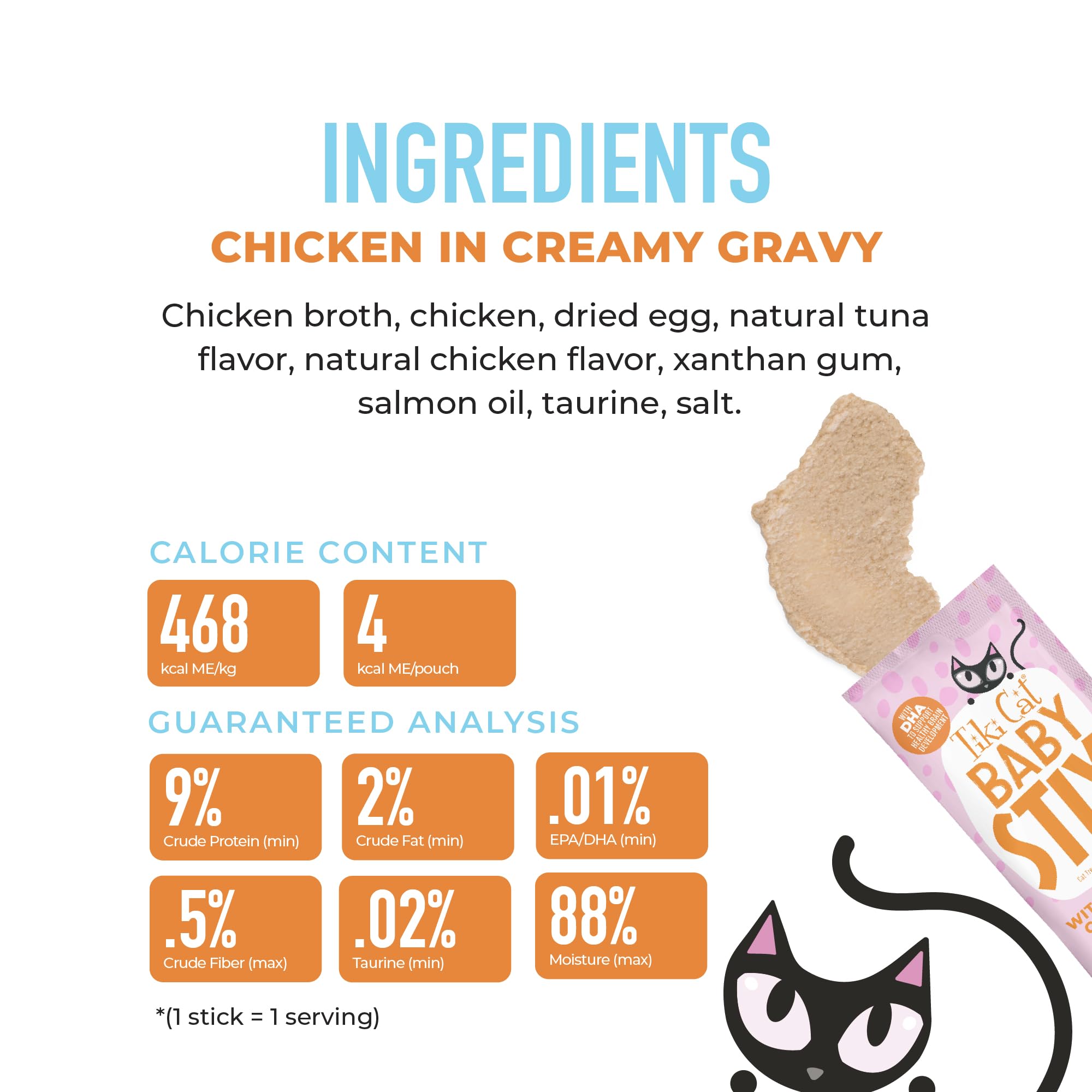 Tiki Cat Baby Stix, sans tapioca et sans céréales, formulé pour chatons.