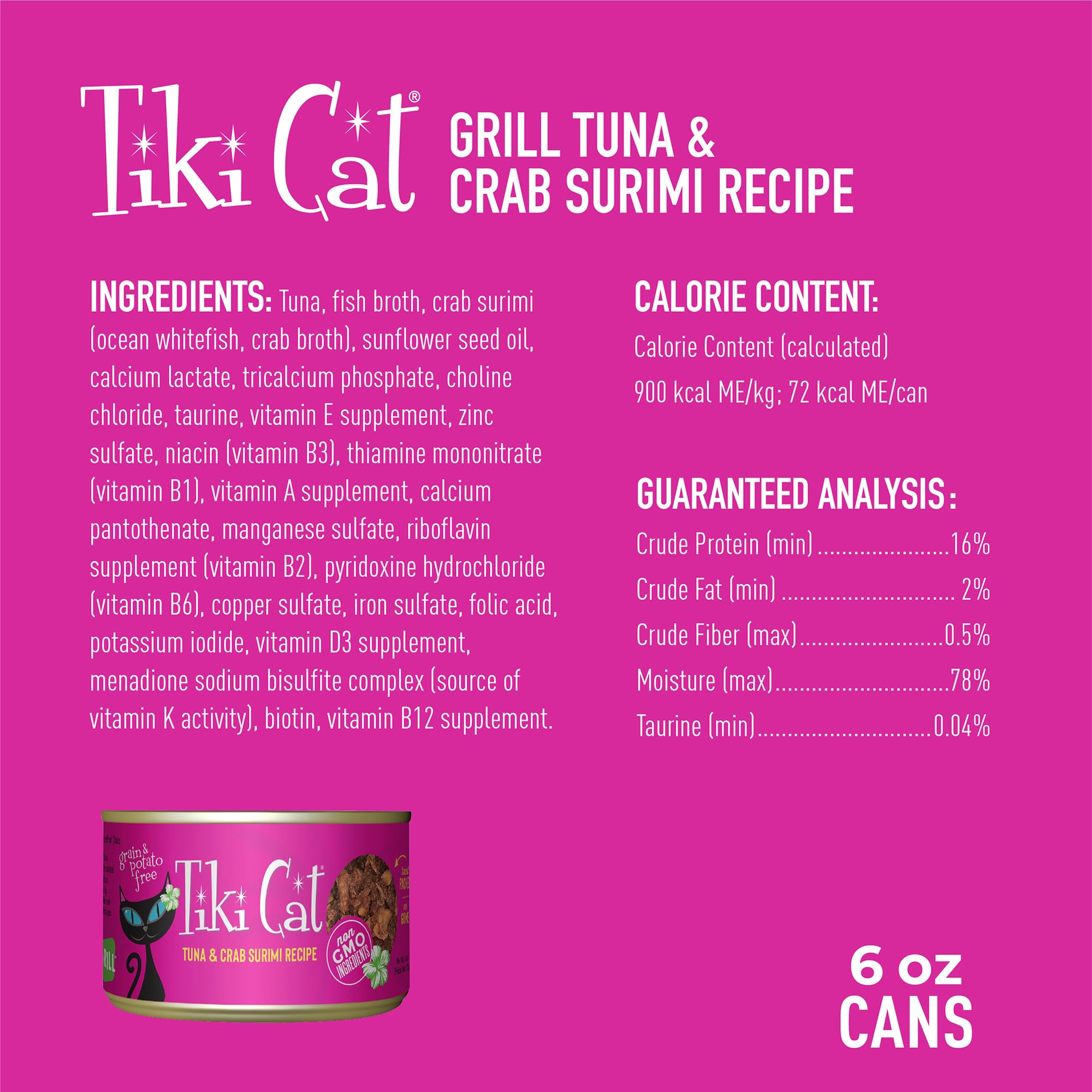 Tiki Cat Grill poisson réel et protéines élevées pour chats gourmets.