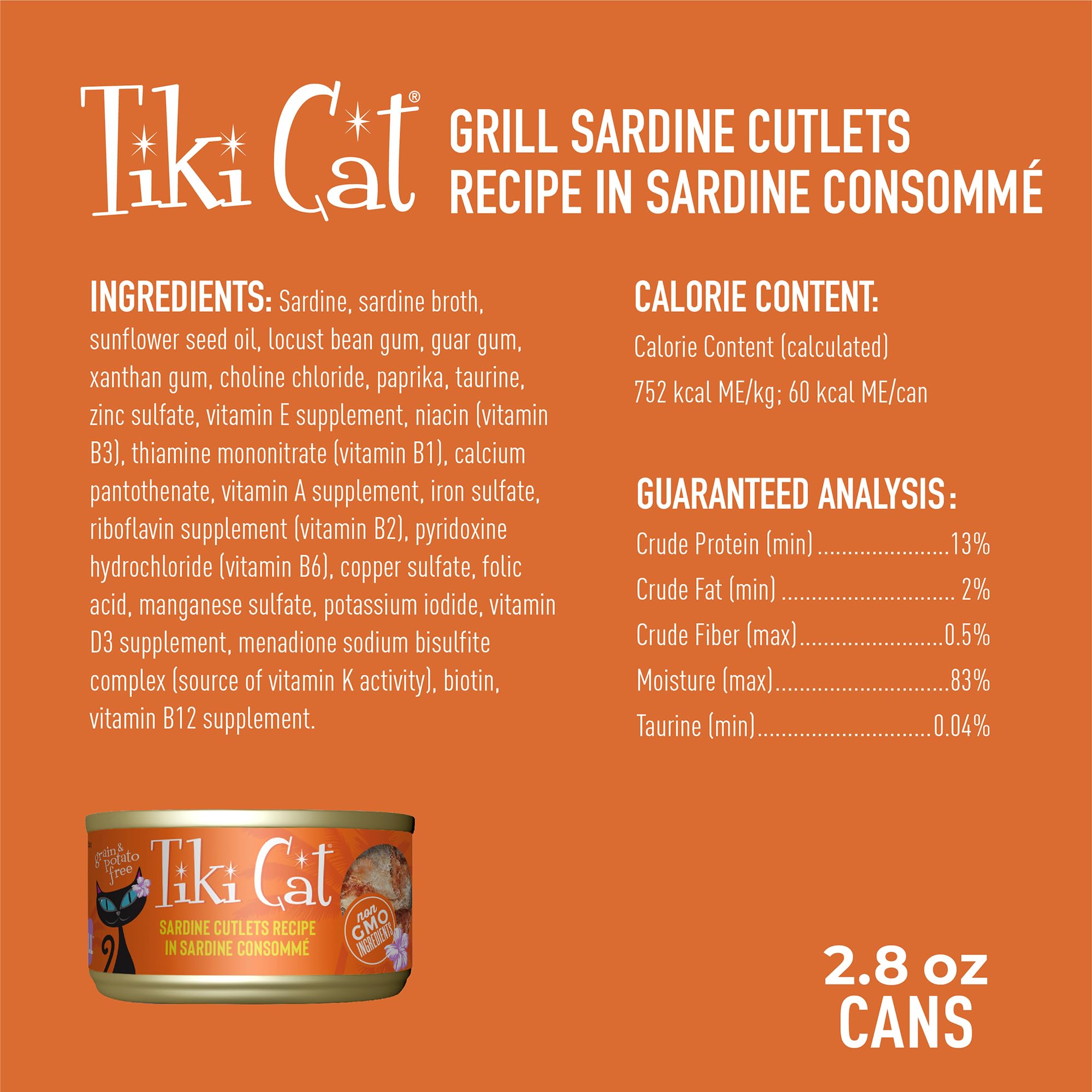 Tiki Cat Grill sardines citrouille et fibre, source douce de fibres.