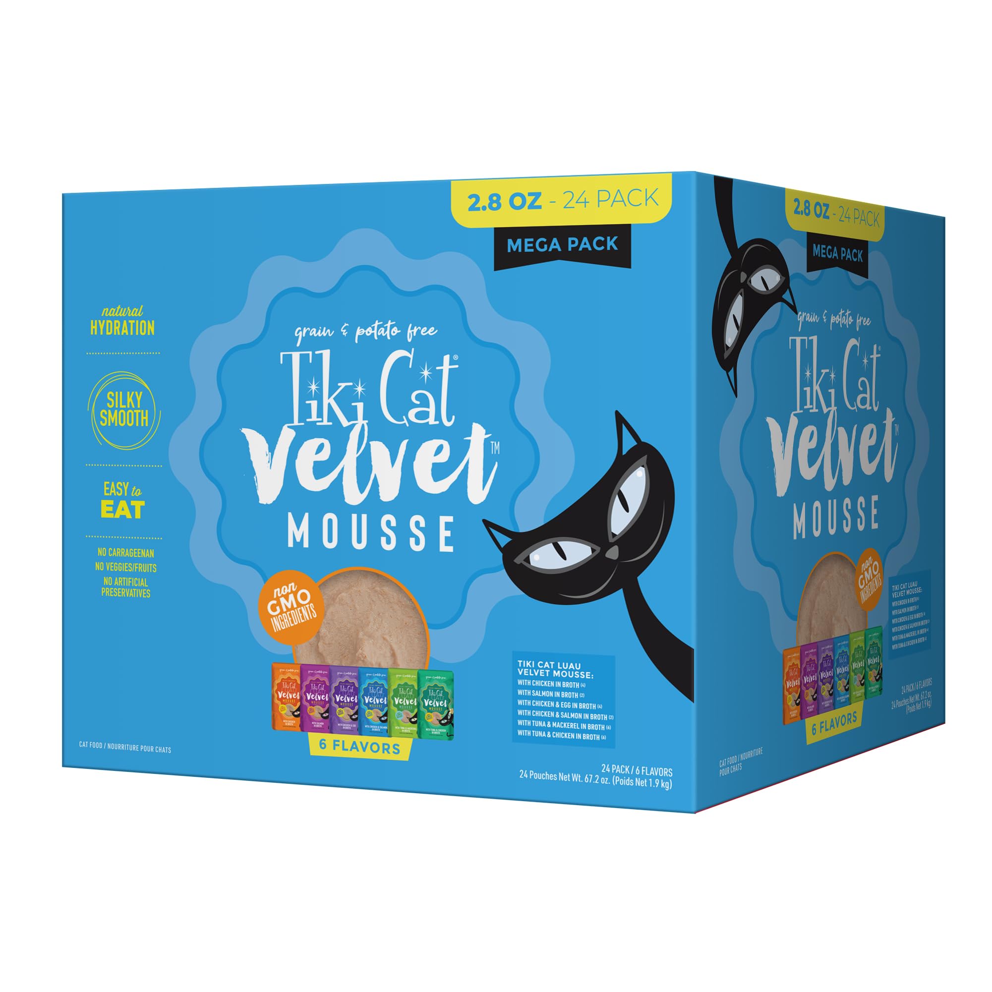 Tiki Cat Luau Velvet Mousse emballage 24 poches prêt à servir pour votre chat