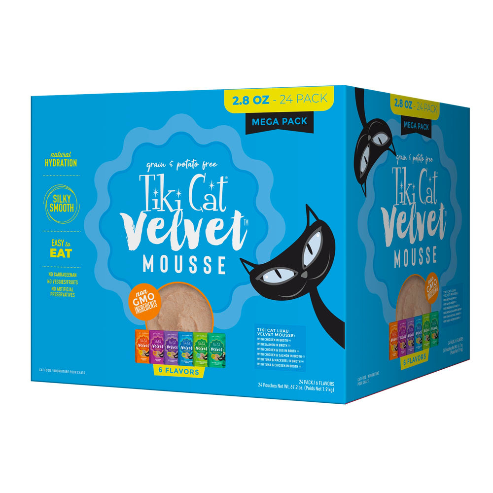 Tiki Cat Luau Velvet Mousse emballage 24 poches prêt à servir pour votre chat