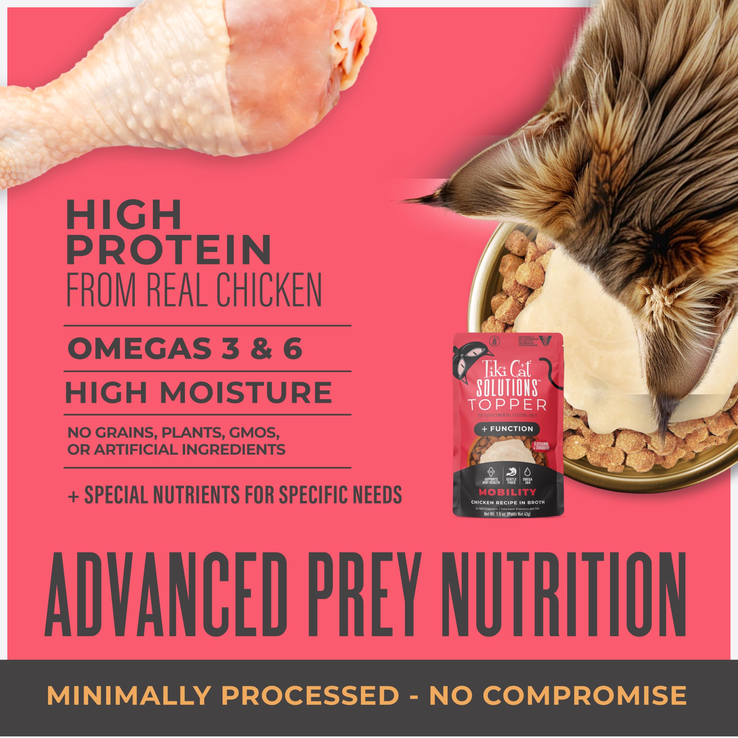Tiki Cat Solutions Mobilité — oméga3 et oméga6 pour l'équilibre nutritionnel.
