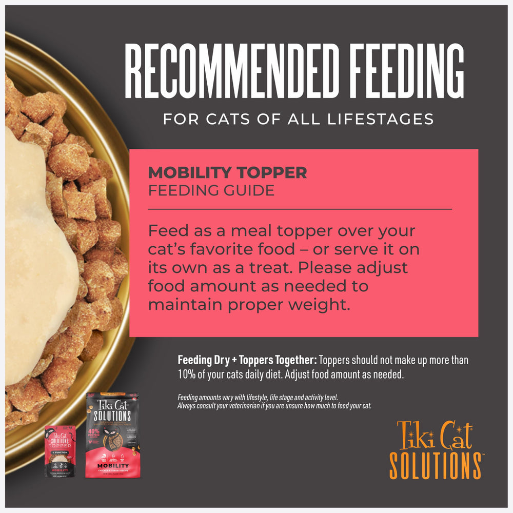 Tiki Cat Solutions Mobilité — ingrédients sans OGM pour une alimentation claire.